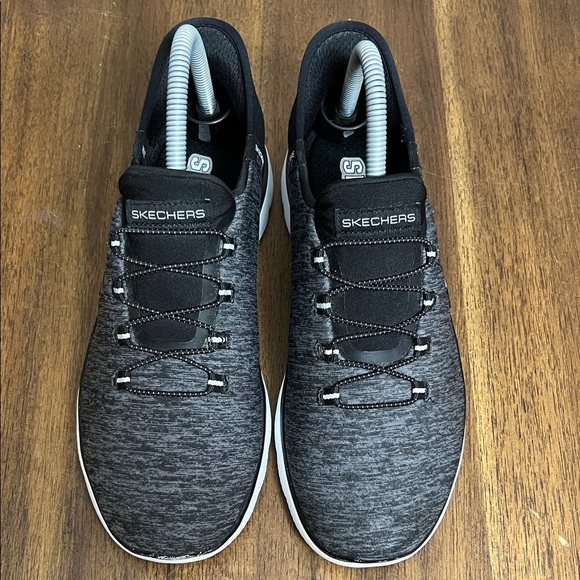 Skechers Black and White Summit Women's Slip-in Sneakers Comfy Athletic Running - Picture 4 of 11